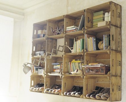 Recycled Wooden Crates Shelving System