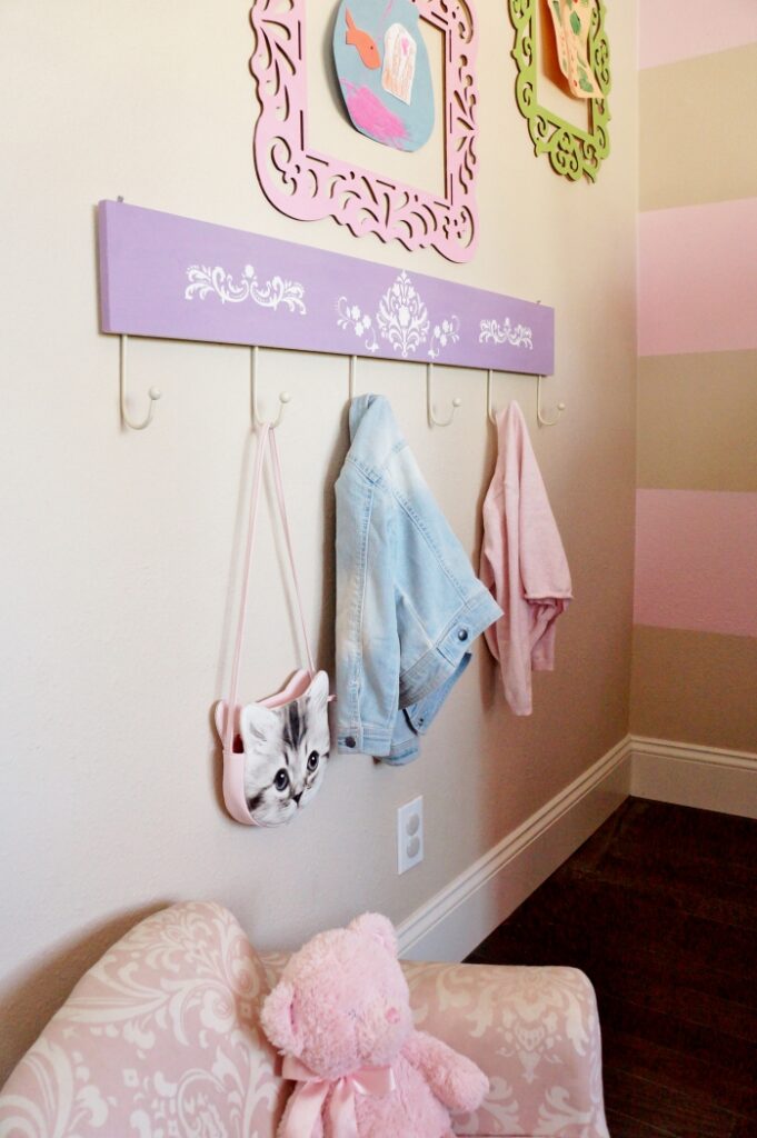 Stenciled Coat Rack for a Kid's Room