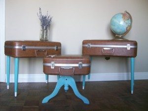 repurposed suitcase coffee table set
