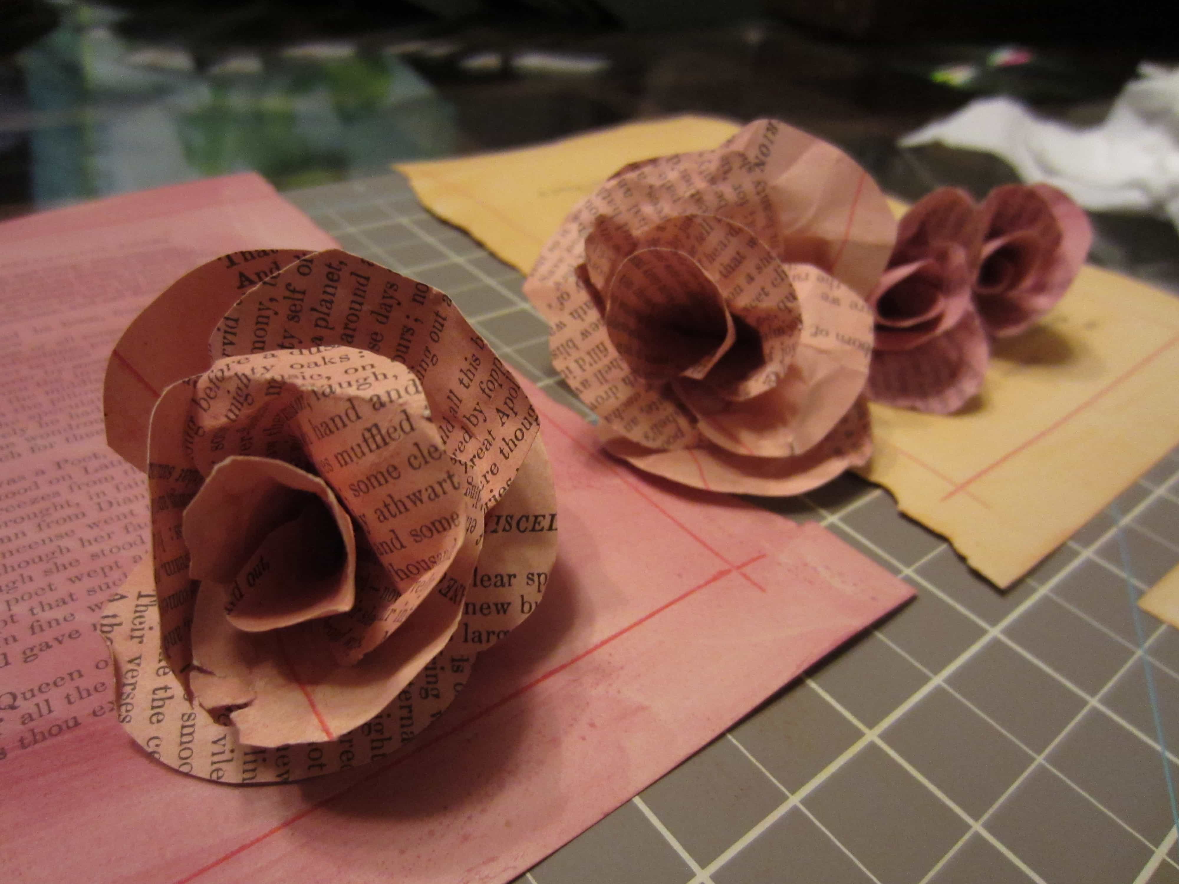 Recycled Book Page Flowers