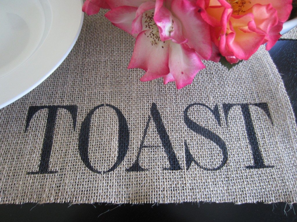 How to make burlap stenciled placemats with tips for stenciling and crafting and caring for burlap.