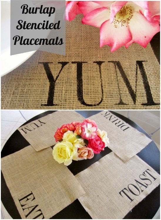 How to Make Burlap Stenciled Placemats