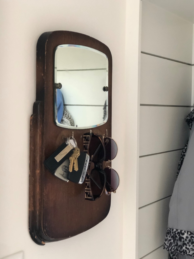 Vintage Key Holder with Mirror for Mudroom