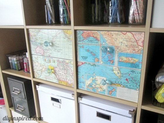 Recycled Map Drawer Makeover