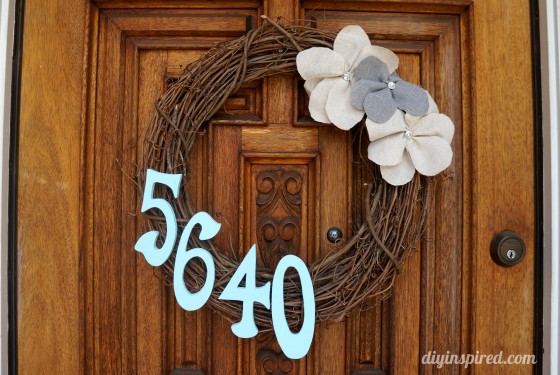 DIY Address Wreath with Fabric Flowers