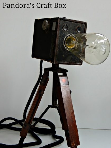 Repurposed Vintage Camera Table Lamps