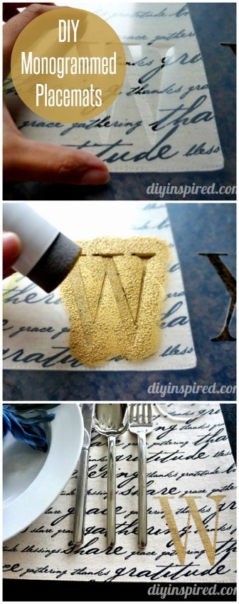 DIY Monogrammed Stenciled Placemats - DIY Inspired