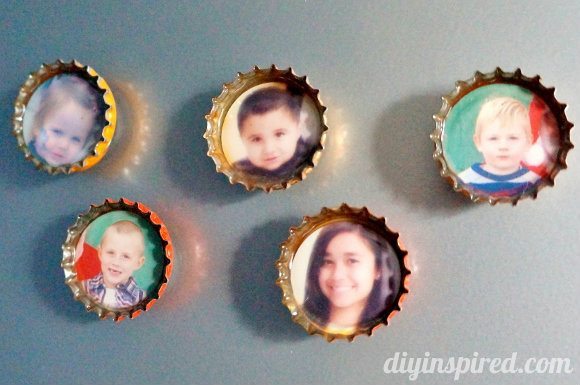 Recycled Christmas Card Bottle Cap Magnets
