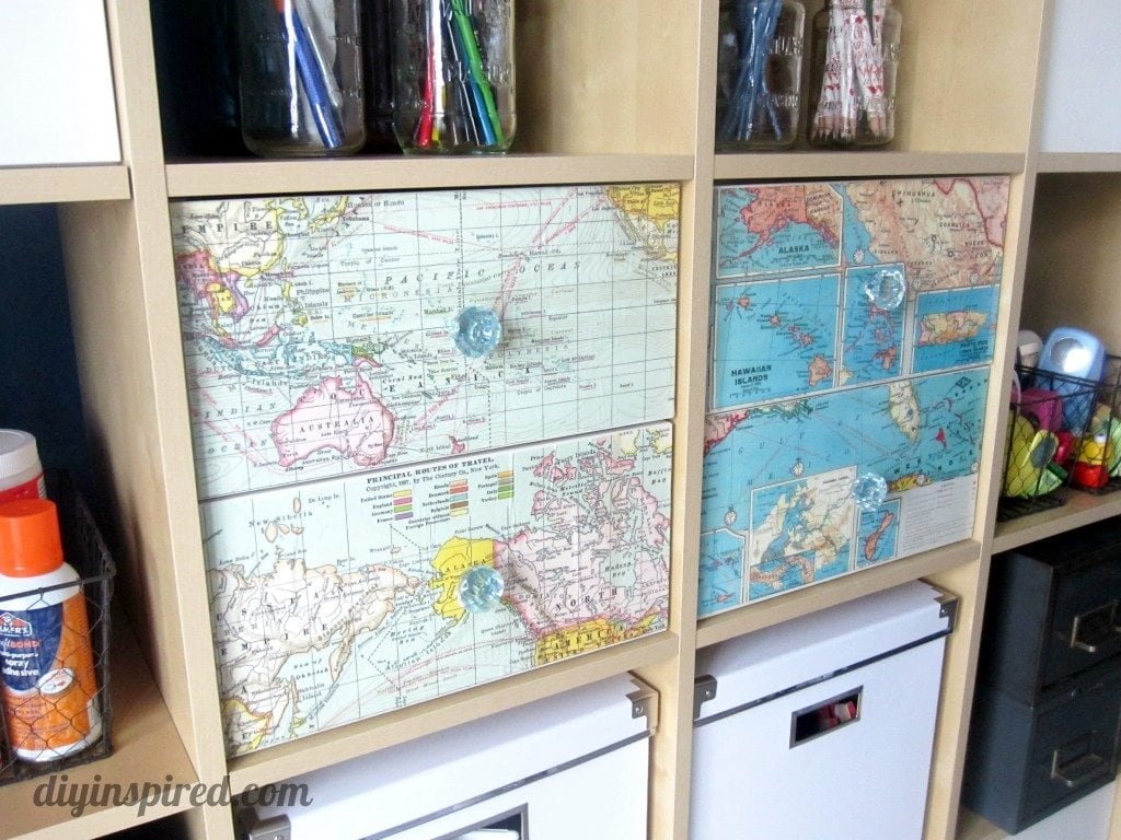 Recycled-Map-Drawer-Makeover