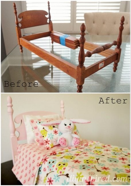 Thrift Store Doll Bed Before and After (457x650)