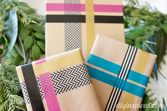 Washi-tape-gift-wrapping-with brown bags