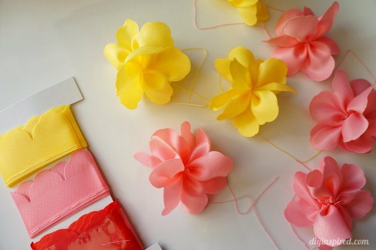 Flowers made out of ribbon