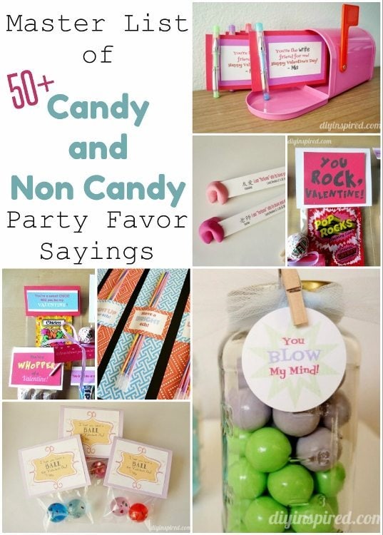 Over 50 Candy and Non Candy Sayings for Party Favors