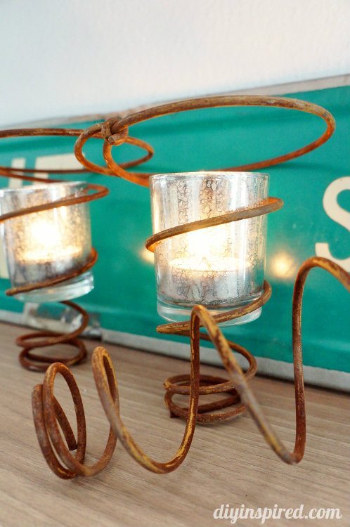 Repurposed Bed Springs Candle Holder