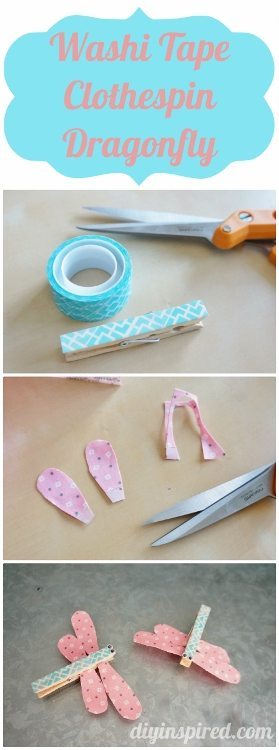 Washi Tape Clothespin Dragonfly