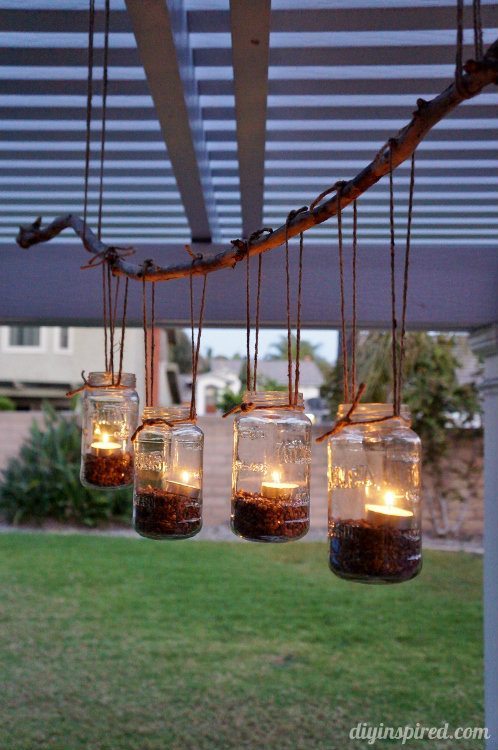 DIY Outdoor Hanging Mason Jar Chandelier