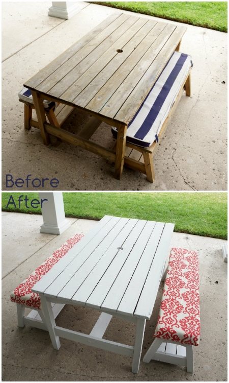 Kids Picnic Table Makeover Before and After