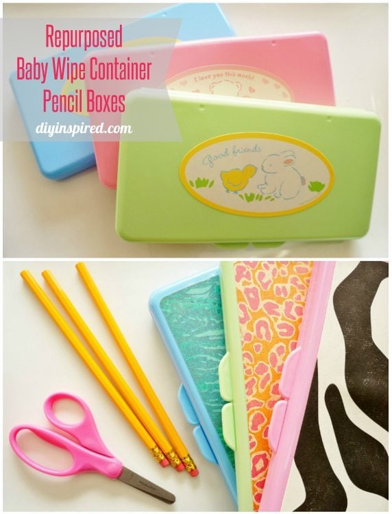 Repurposed Baby Wipe Container Pencil Boxes