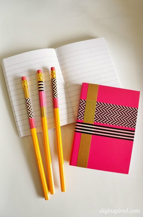 DIY Washi Tape Pencils and Notebook Set