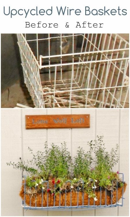 Upcycled Wire Baskets Before and After