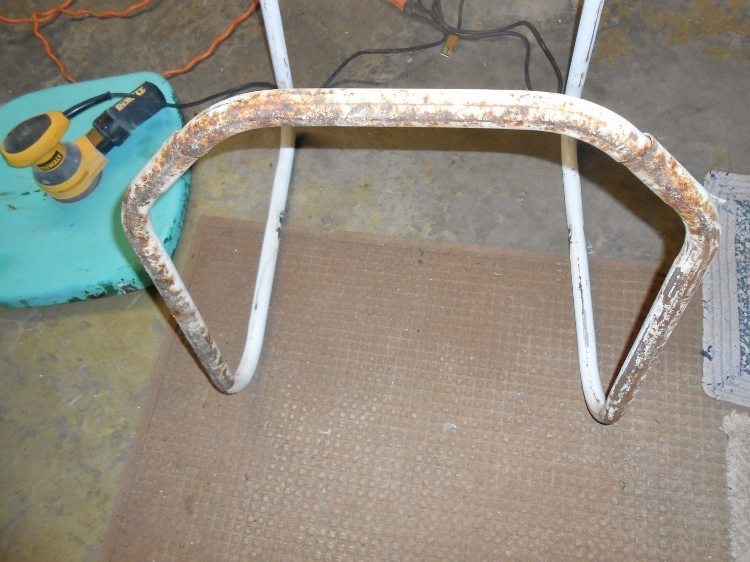 Refurbished Retro Metal Chair Rust