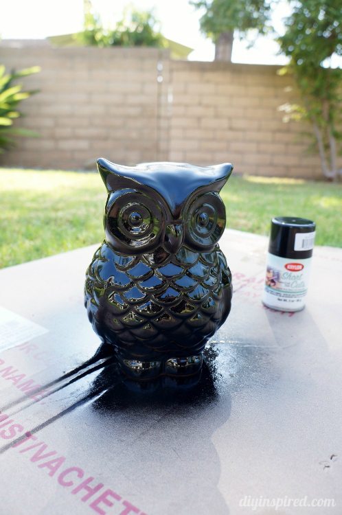 Upcycled Spray Painted Halloween Owl