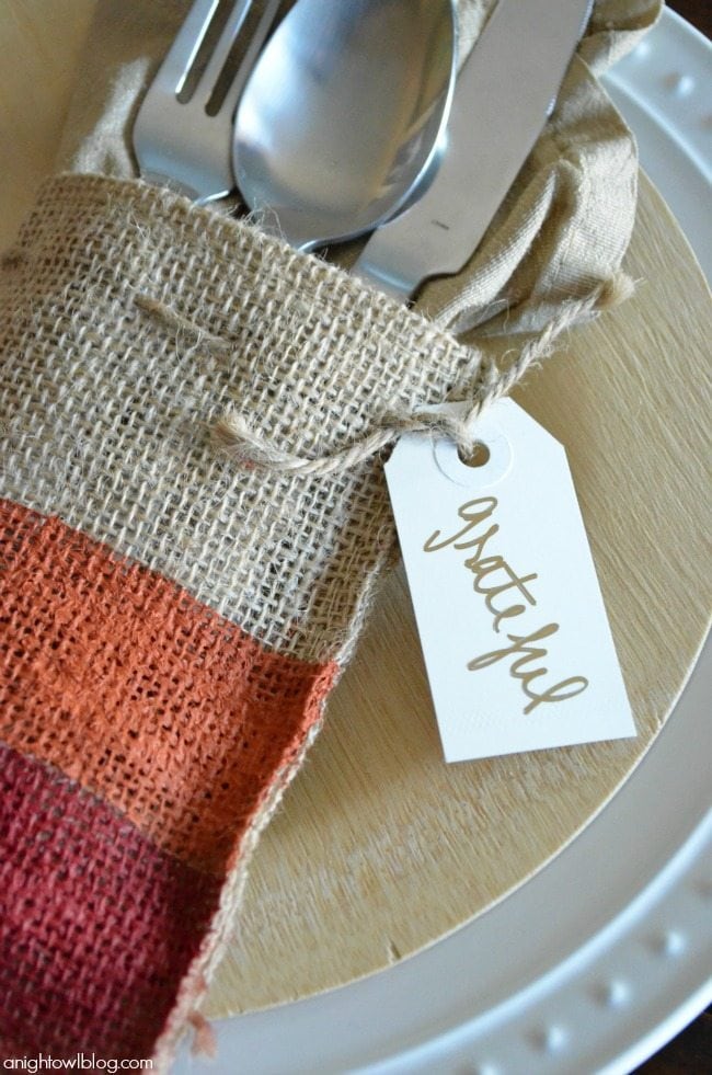Painted Burlap Thanksgiving Place Setting