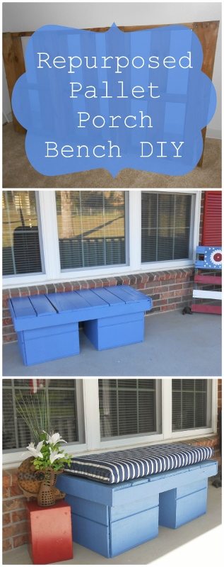 Repurposed Pallet Porch Bench - DIY Inspired