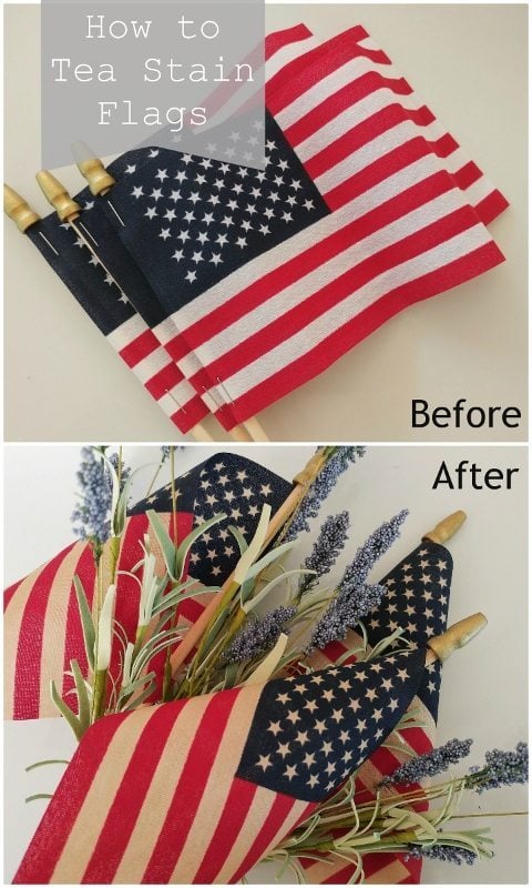 How to Tea Stain Flags DIY Inspired
