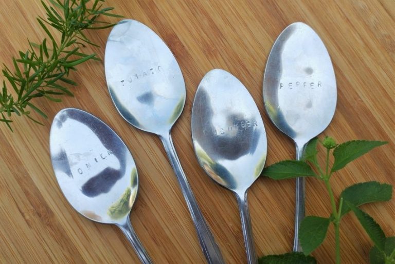 Upcycled Spoon Stamped Garden Markers