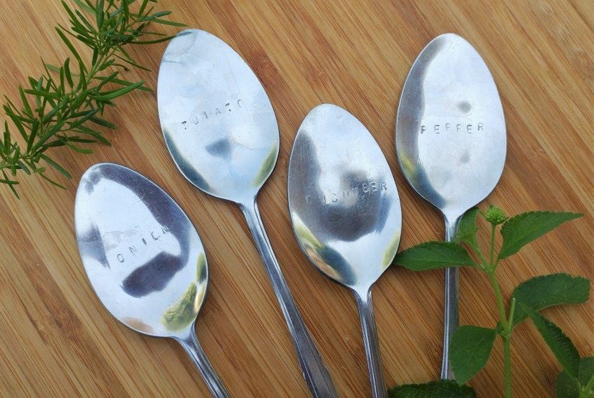 DIY Stamped Spoon Garden Markers 