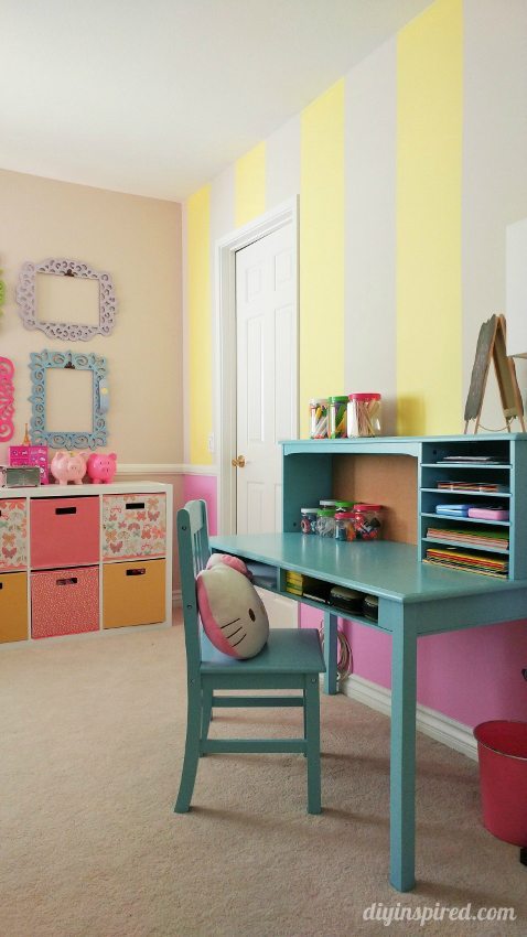 Girls Bedroom Decor Idea - Pink Yellow Blue