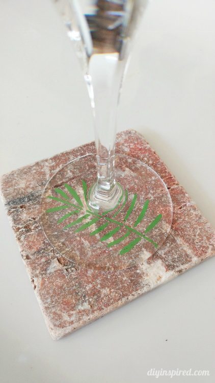 Upcycled Stenciled Tile Coaster - DIY Inspired