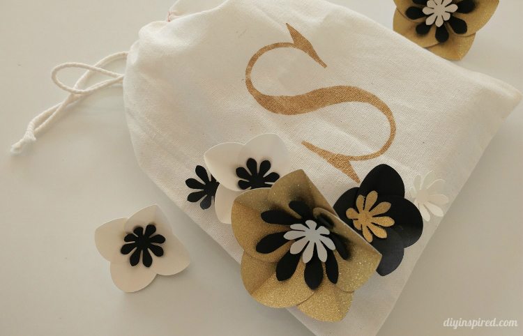 Stenciled Gift Bag with Paper Flowers