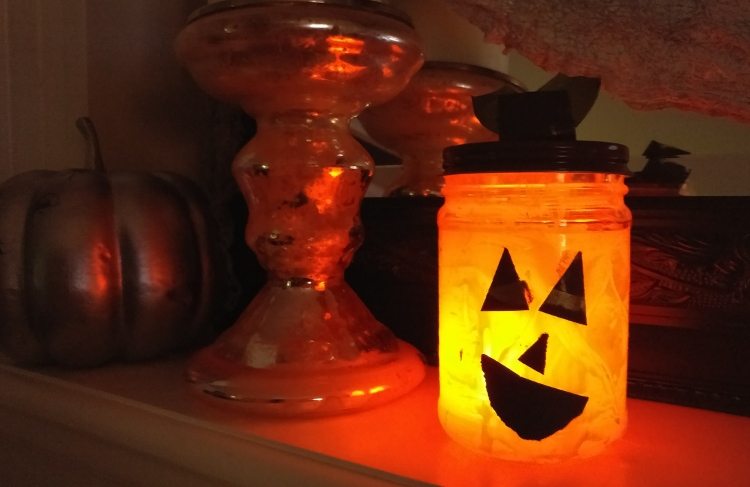 Recycled Jar Pumpkin Lantern