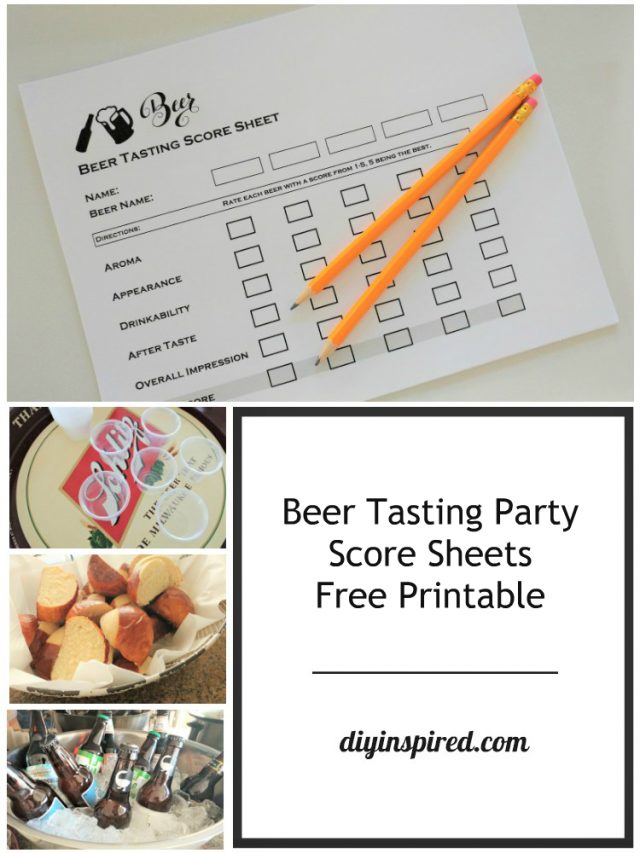 Beer Tasting Party Score Sheets DIY Inspired