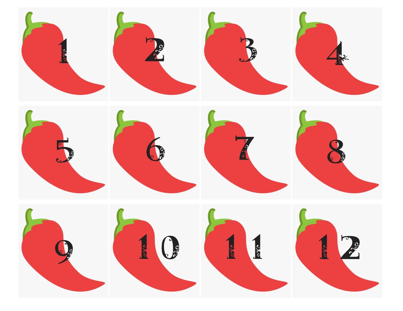 Chili Numbers DIY Inspired