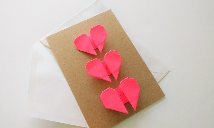 Origami Hearts Handmade Card