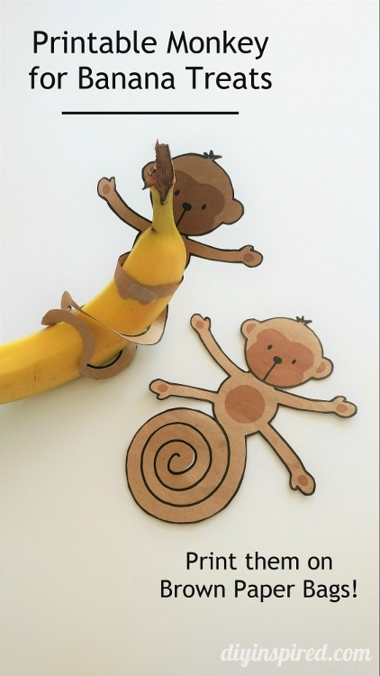 Monos imprimibles para golosinas de plátano - Inspirado en bricolaje