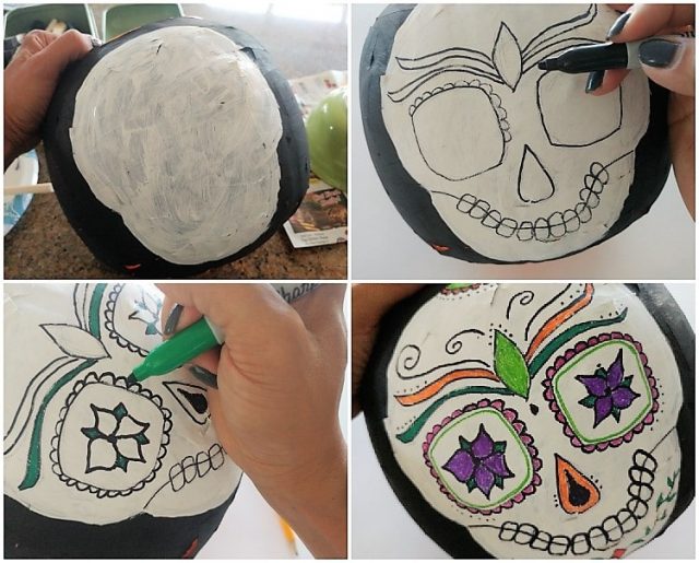 Day of the Dead Paper Mache Trick or Treat Pail DIY Inspired