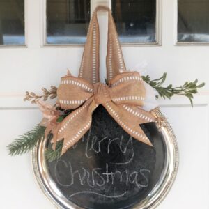 Repurposed Chalkboard and Serving Tray Wreath