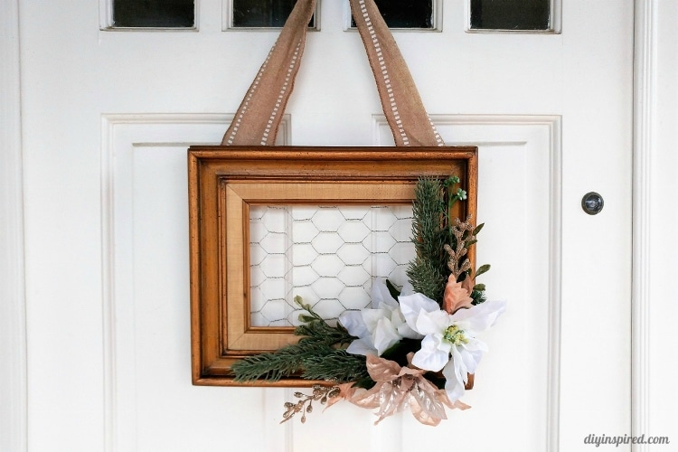 Repurposed Frame Christmas Wreath