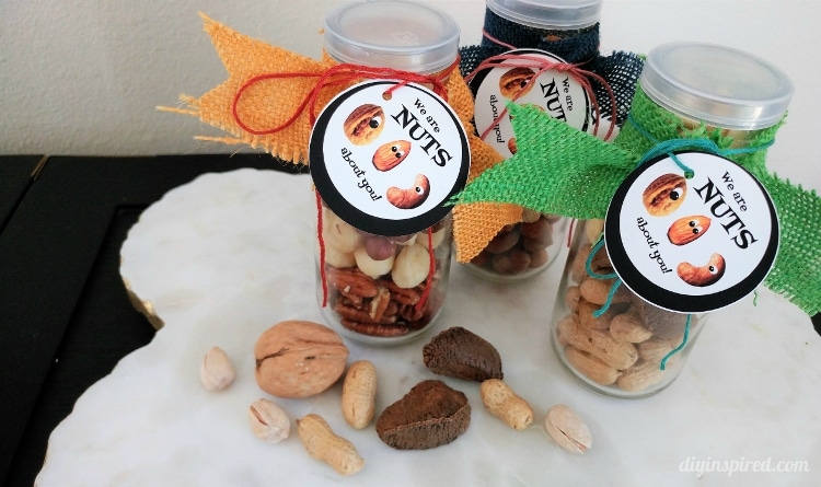 Get a free printable We Are Nuts About You tag for a healthy handmade gift