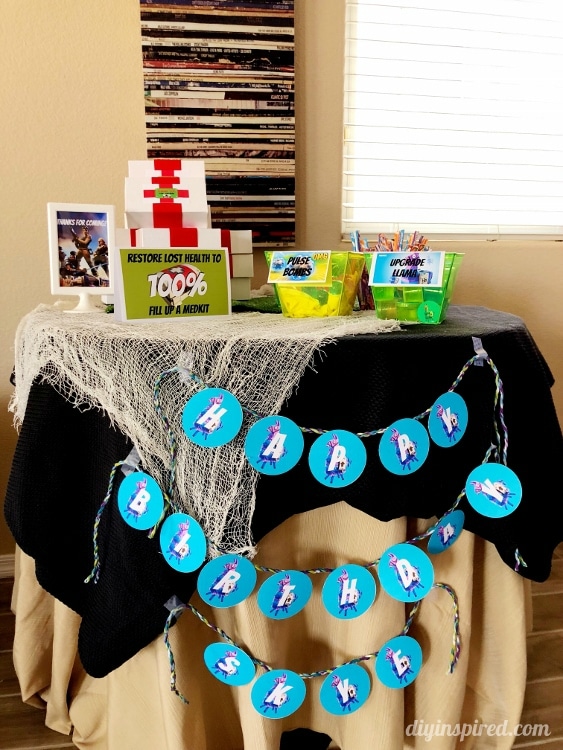 i also did the same for the cupcake toppers and used washi tape to tape them onto skewers the kids loved these and ended up playing a game with them that - diy fortnite birthday banner
