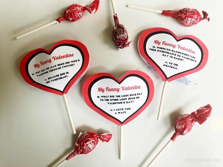 Lollipop Valentine Jokes Printable DIY Inspired