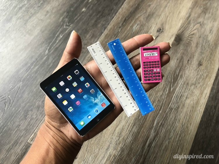 DIY Doll School Supplies - Tablet Calculator Rulers