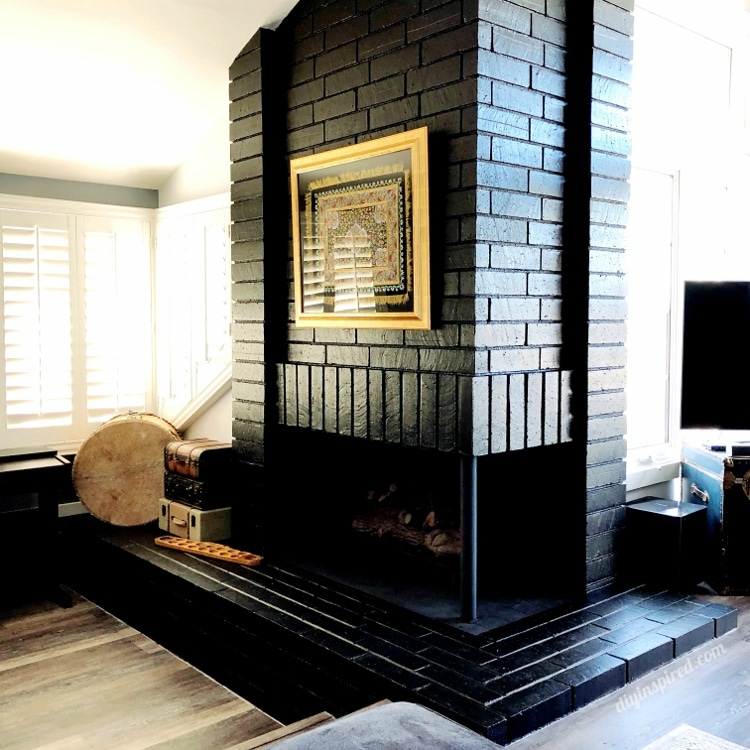 Painted Black Brick Fireplace Diy, Can You Paint Brick Fireplace Black
