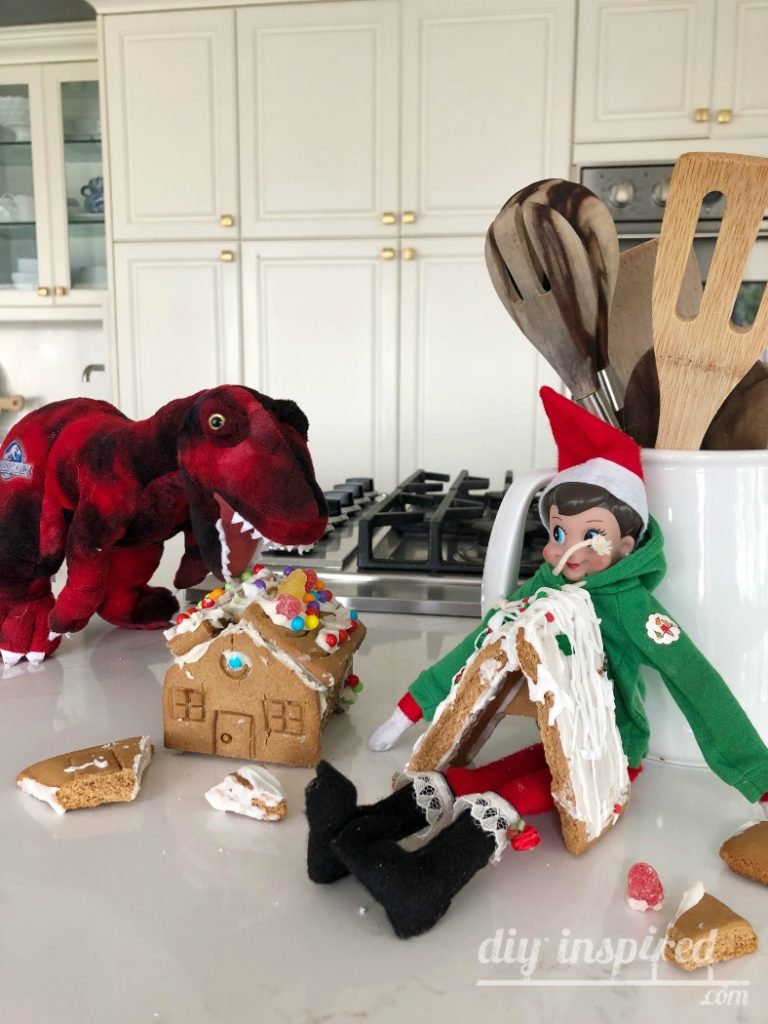 Dinosaur Wrecks Gingerbread House