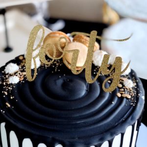 Gold and Black 40th Birthday Cake