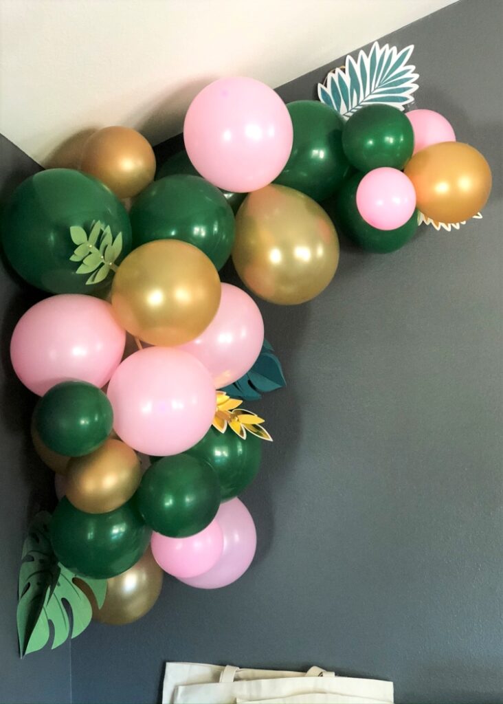 Pink Green Gold Balloon Arch